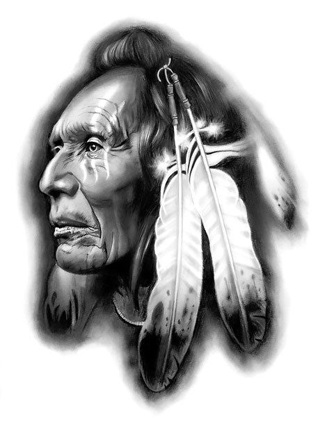 Impressive realistic black and gray portrait of the indian man. Style: Black and Gray. Color: Gray. Tags: Amazing, Great Indian Warrior Tattoo, American Indian Headdress, Native American Tattoo Designs, Indian Tattoo Design, Native American Drawing, Indian Warrior, Black And Grey Tattoo, American Indian Tattoos, Native American Tattoo