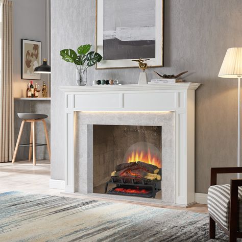 Free Standing Electric Fireplace, Electric Fireplace Logs, Electric Logs, Faux Fireplace Diy, Mounted Fireplace, Fireplace Logs, Electric Fireplace Insert, Fireplace Insert, Wall Mount Electric Fireplace