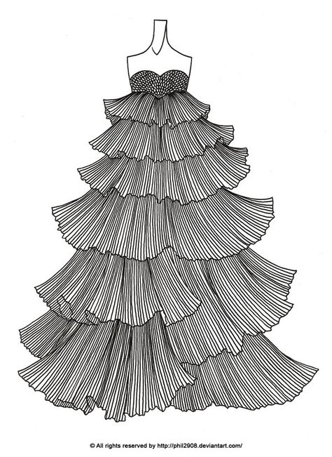 Rythm Design Pattern Dress Drawing, Fashion Model Sketch, Fashion Illustration Tutorial, Fashion Illustration Collage, Fashion Figure Drawing, Fashion Illustrations Techniques, Dress Illustration, Dress Design Drawing, Fashion Illustration Sketches Dresses