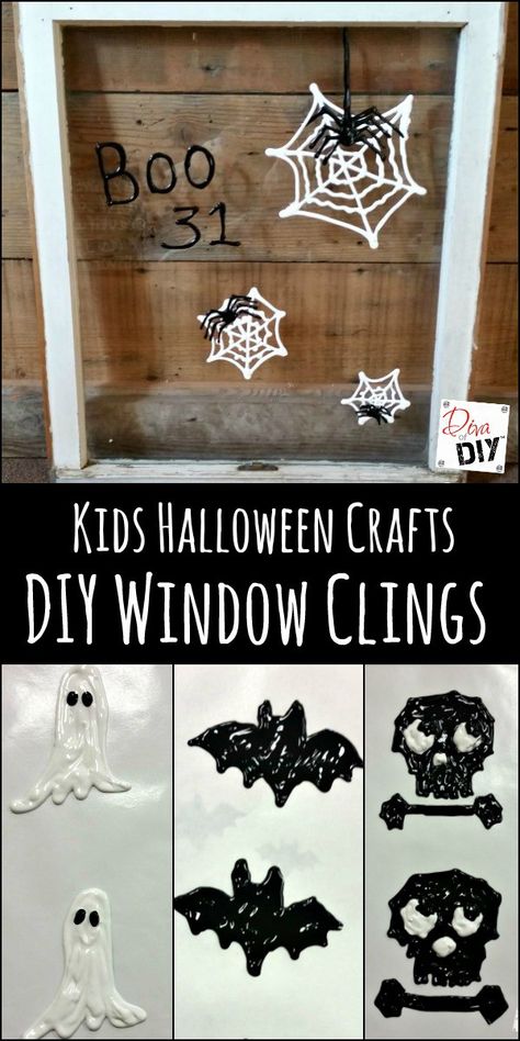 DIY Window Clings are the perfect touch! Try some Easy Halloween Crafts for Kids to help them show their creativity in your home's Halloween decorations! Halloween Crafts For Kids Easy, Easy Halloween Crafts For Kids, Diy Window Clings, October Decorations, Halloween Window Clings, Crafts For Kids Easy, Kids Homemade, Kids Clay, Halloween Window