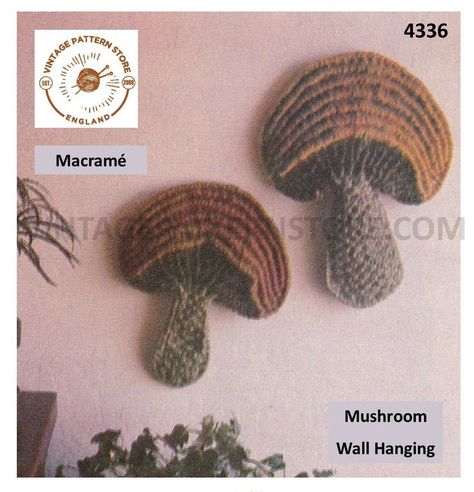 70s vintage macrame art toadstool mushroom wall hanging pdf macrame pattern see details for sizes Instant PDF Download 4336 Macrame Mushroom Wall Hanging, Macrame Mushroom Tutorial, Macrame Mushroom, Macrame People, Mushroom Wall Hanging, Mushroom Amanita, Vintage Macrame Patterns, Macrame Creations, Flowers And Mushrooms