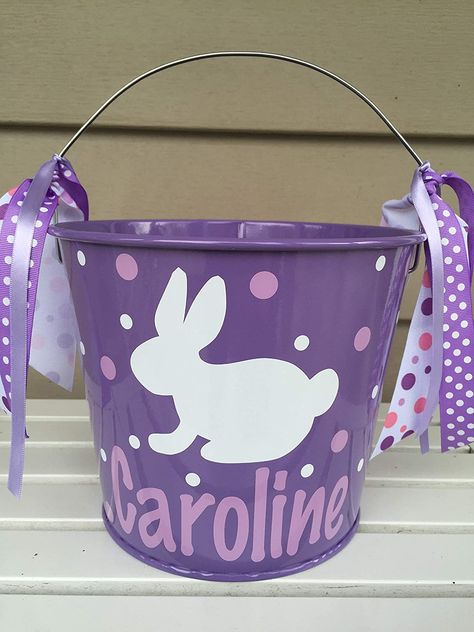 Painted Easter Baskets, Easter Pail, Personalized Easter Bucket, Craft Themes, Miss Rabbit, Easter Basket Crafts, Personalized Easter Eggs, Easter Buckets, Bunny Silhouette