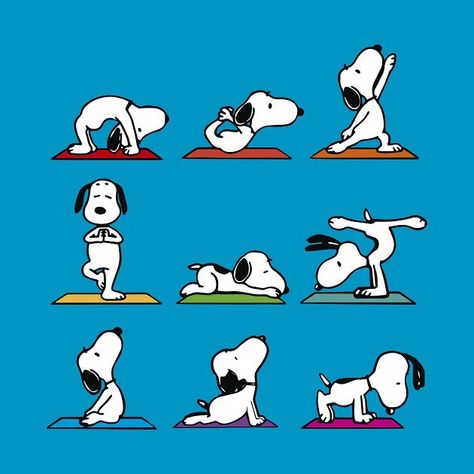 Snoopy Yoga, Snoopy Museum, Yoga Cartoon, Snoopy Party, Snoopy Comics, Snoopy Cartoon, 귀여운 음식 그림, Snoopy Funny, Snoopy Images