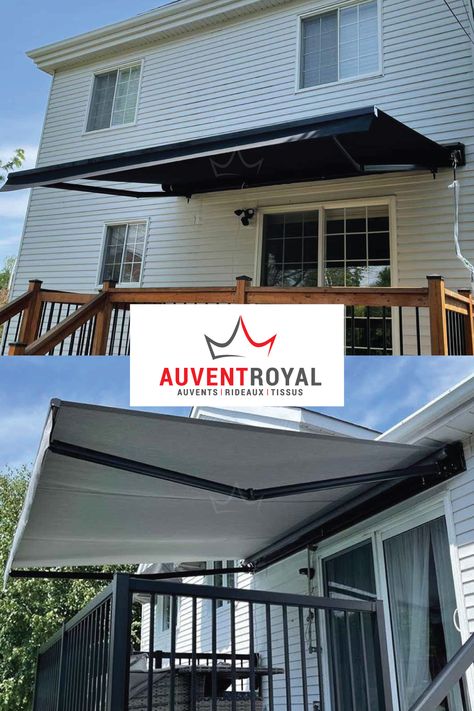 retractable awnings, awning, auvent, Montreal, motorized awnings, montreal awning, patio awning, awning for decks Awning For Patio, Deck Awnings, Deck Balcony, Retractable Awning, Patio Awning, Balcony Garden, Modern Fabric, Patio Deck, Outdoor Living Space