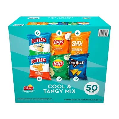 Buy Frito-Lay Cool and Tangy Mix Variety Pack (50 ct.) : Chips at SamsClub.com Whole Grain Snacks, Sour Cream Chips, Cheddar Chips, Panko Breaded Chicken, Ruffles Potato Chips, Crunchy Potatoes, Potato Snacks, Frito Lay, Breaded Chicken Breast