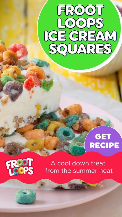 Froot Loop, Fruit Loops Cereal, Butterscotch Sauce, Square Recipes, Favorite Dessert, Cereal Recipes, Summer Night, Favorite Desserts, The Ice