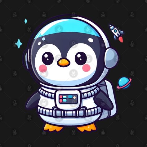 Astronaut Penguin by milktea-nomitai Penguin Astronaut, Space Penguin, Animal Astronaut, Twin Tattoos, Cute Small Animals, Small Animals, Animal Tshirt, Small Pets, Penguins