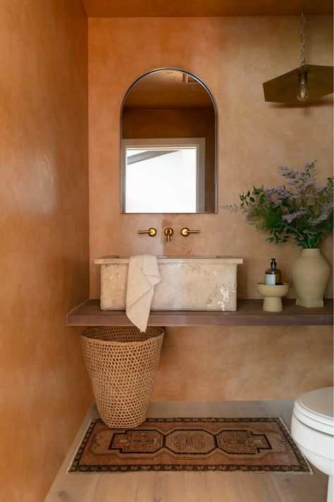 Scout & Nimble Blog | Interior Design Home Tours, Inspiration & More Spanish Moroccan Bathroom, Spaniard Style Bathroom, Spanish Style Guest Bathroom, Desert Style Bathroom, Meditaranian Interiors Bathroom, Hacienda Style Kitchen Spanish Colonial, Medditeranean Style Bathroom, Bathroom Mediterranean Style, Mexican Modern Bathroom