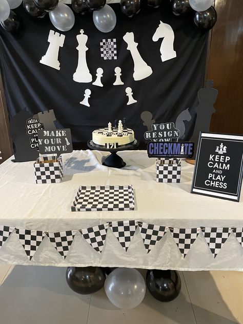 Chess Theme Birthday Decoration, Chess Decoration Ideas, Chess Party Decorations, Chess Party Ideas, Chess Themed Birthday Party Ideas, Chess Party Theme, Chess Themed Party Decorations, Chess Themed Party, Chess Birthday Party Ideas