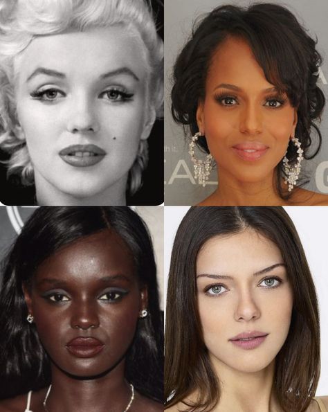 marilyn monroe, kerry washington, duckie thot, adrianne curry Romantic Face Shape, Dramatic Ingenue Style, Dramatic Ingenue Essence, Ingenue Face, Romantic Ingenue Style, Ingenue Romantic, Ingenue Style, Dramatic Essence, Ingenue Essence