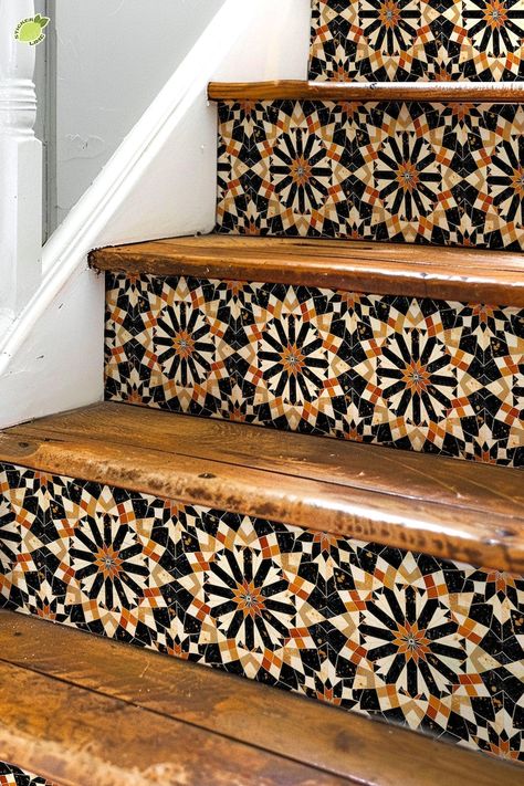 Moroccan Tile Pattern,stair Riser Stickers,peel and Stick Stair Riser,vinyl Strip Self Adhesive,easy to Trim,removable DIY Decor - Etsy Australia Stair Riser Vinyl, Moroccan Tile Pattern, Stair Kits, Vinyl Stairs, Moroccan Tiles Pattern, Stair Riser Decals, Star Tile, Stair Stickers, Stair Riser