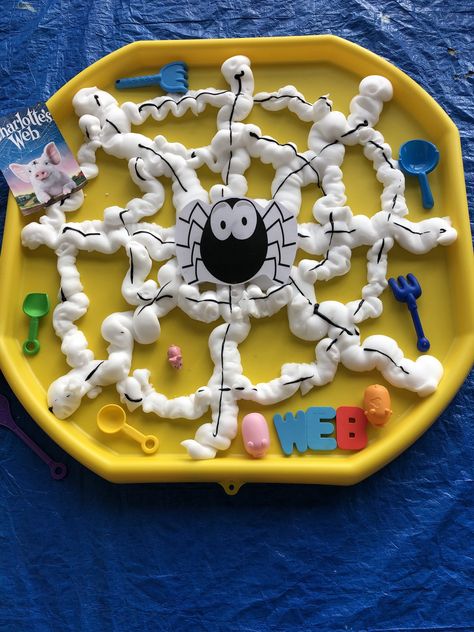 Minibeasts Eyfs Tuff Tray, Halloween Messy Play Toddlers, Halloween Tuff Tray Ideas Preschool, Autumn Tuff Trays For Toddlers, Incy Wincy Spider Tuff Tray, Insects Tuff Tray Ideas, Insect Activities For Babies, Insect Messy Play, Nursery Rhymes Messy Play