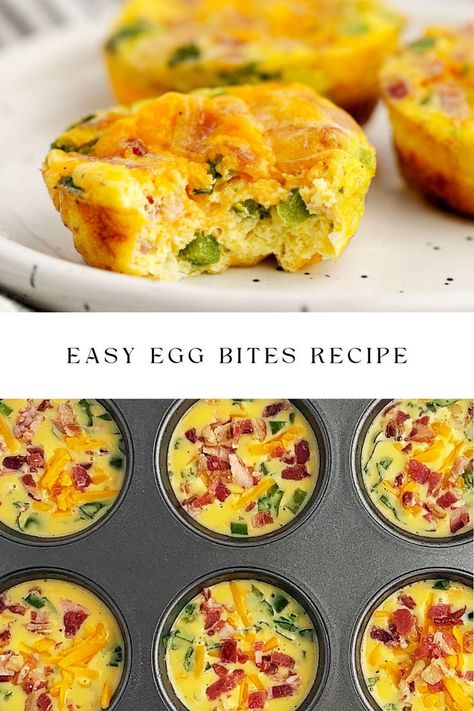 Easy Egg Bites Recipe Egg Bites Muffin Tin, Best Way To Meal Prep, Meal Prep Eggs, Healthy Egg Bites, Easy Egg Bites, Easy Egg Breakfast, Eggs For Breakfast, Egg Bites Recipe, Breakfast Prep