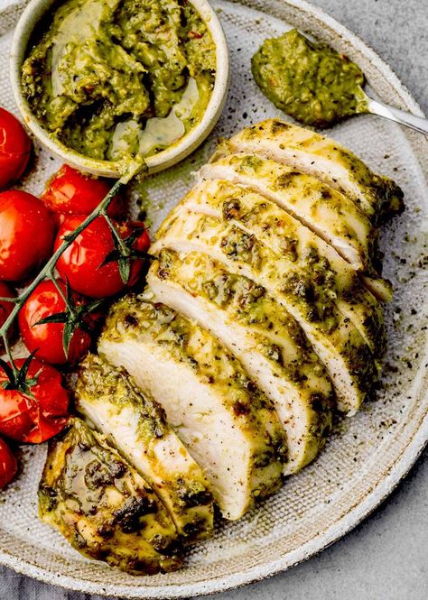 Pesto Chicken - Chefjar Pesto Chicken Thighs, Pesto Chicken Recipes, Pesto Chicken Recipe, Baked Pesto Chicken, Parsley Pesto, Chicken Pesto Recipes, Flavorful Meals, Pan Fried Chicken, One Pot Chicken