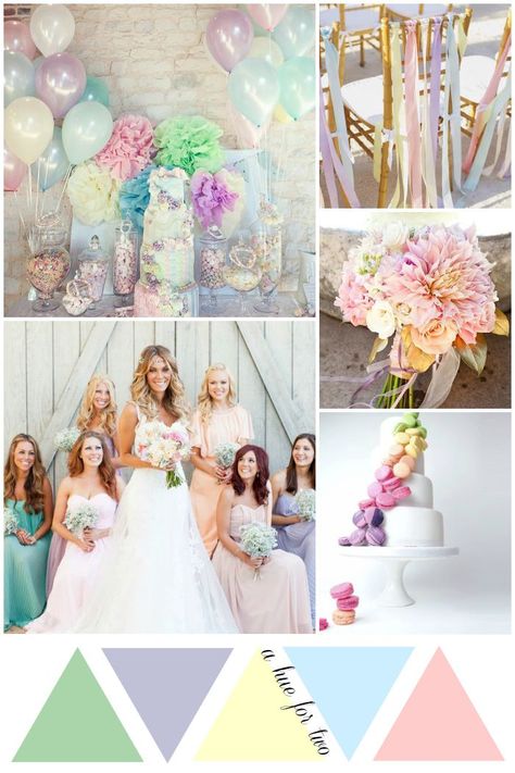 Beach Wedding Colour Scheme, Light Blue Beach Wedding, Colorful Organization, Theme Bridal Shower Ideas, Pastel Rainbow Wedding, Beach Wedding Colors Schemes, Lavender And Light Blue, Pastel Wedding Decorations, Pastel Wedding Theme