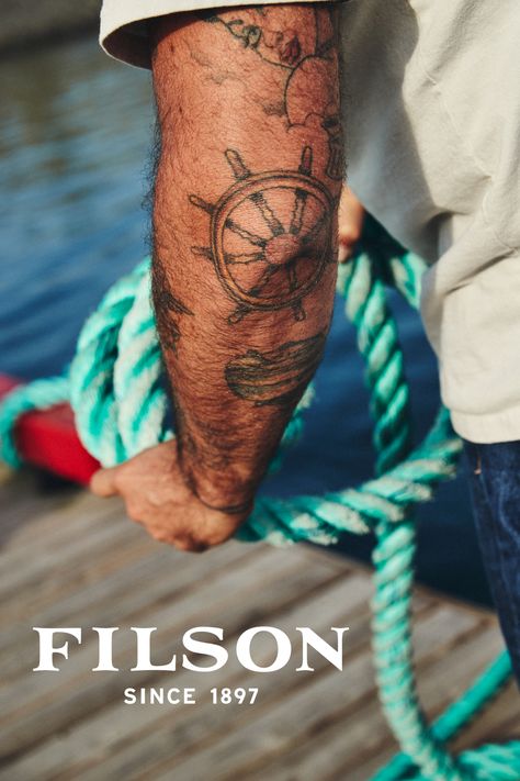 Vintage Tattoo Ideas Men, Nauticle Tattoos, Nautical Patchwork Tattoo Sleeve, Navigator Tattoo, Men Lower Arm Tattoos, Ocean Style Tattoo, Seamans Tattoos, Traditional Navy Tattoo, Nortical Tattoo Ideas