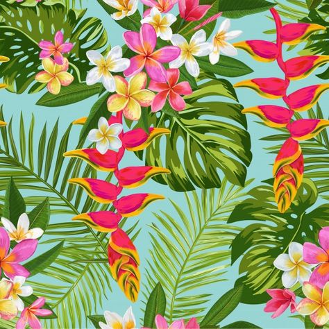 Leaves Seamless Pattern, Tropical Painting, Tropical Background, Watercolor Tropical, Plumeria Flowers, Art Tropical, Tropical Art, Plant Illustration, Seamless Pattern Vector