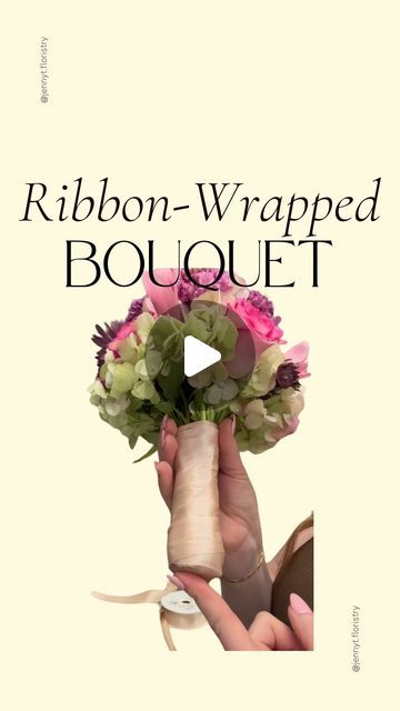 Jenny Thomasson | Contemporary Floral Art on Instagram: "HOW TO 💐 A Ribbon Wrapped Bouquet  ⠀⠀⠀⠀⠀⠀⠀⠀⠀ 🫶🏻 Have I mentioned I love getting your requests?! This video was a response to a question left in the comments.    🌷What else do you want to know, flower friends?!  ⠀⠀⠀⠀⠀⠀⠀⠀⠀ Let’s bloom together 🌻 ⠀⠀⠀⠀⠀⠀⠀⠀⠀ #bouquet #bouquetofflowers #floraldesign #floraldesignclass #floraldesignworkshop #weddingflorist #bouquet #bouquetofflowers #ribbon #floraltechniques #flowertechnique #floralmechanics #weddingbouquet" Bouquet Of Flowers For Prom, Flower Bouquets For Prom, Making Bouquet Of Flowers, Making Wedding Bouquets Diy, How To Bridal Bouquet, Diy Prom Bouquet How To Make, Handheld Bouquet For Prom, How To Wrap A Wedding Bouquet, Wrapped Bouquet Of Flowers