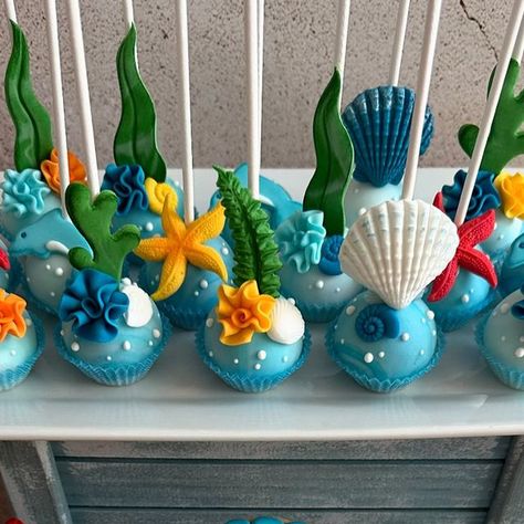 Under The Sea Dessert Table, Sea Dessert, Candy Birthday, Sea Cakes, Candy Birthday Party, Sea Decor, Sweet Art, Cake Balls, Sea Theme