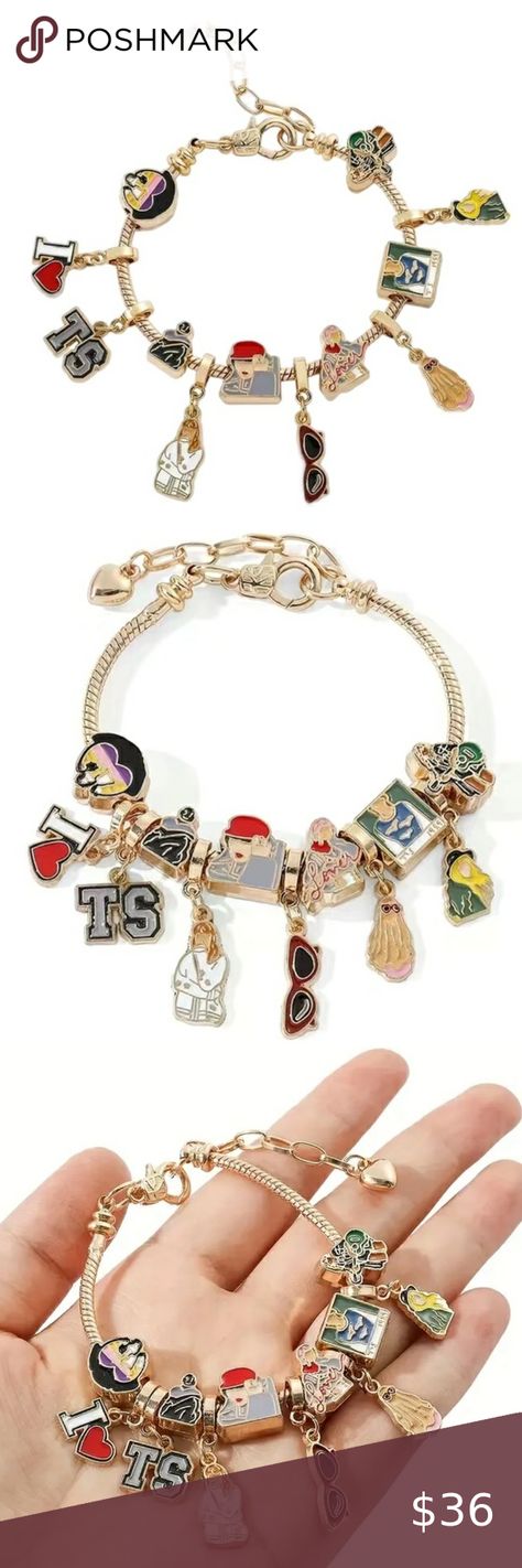 Taylor Swift Eras Tour Gold Charm Pandora Style Bracelet NWT‎ Pandora Style Bracelet, Taylor Swift Eras Tour, Taylor Swift Eras, Pandora Style, Boutique Jewelry, Gold Charm, Eras Tour, Pandora Charms, Taylor Swift