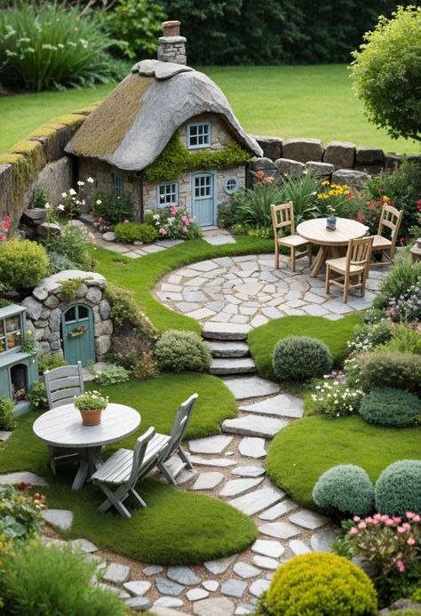 28 Stunning Cottage Garden Ideas for a Cozy Retreat 17 Cozy Cottage Garden, Mini Garden Ideas Small Spaces, Mini Garden Design, Garden House Ideas, Hobbit Garden, Mini Cottage, Fairy Garden Designs, Waterfall Fountain, Moss Garden