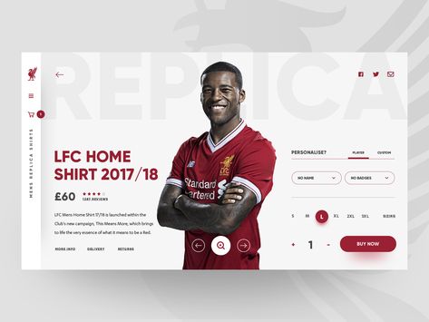 Liverpool FC - eCommerce Concept by Anthony Desain Ux, Sports Website, Fc Liverpool, Business Website Design, Ux Design Inspiration, Sports Graphic Design, Web Inspiration, Website Layout, Web Layout