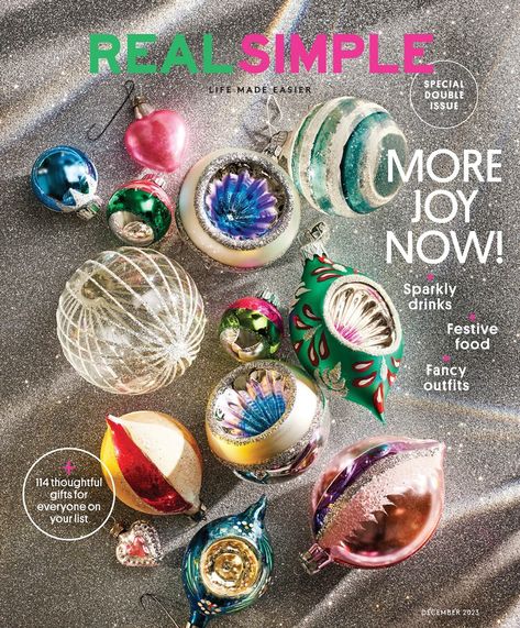 Real Simple December 2023 Photo Centerpieces, Harry Potter Fabric, Christmas Cookbook, Real Simple Magazine, Christmas Mystery, Fall Apples, Budget Friendly Decor, Work Planner, Bow Accessories