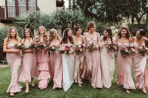 Bridesmaids dresses with different shades of pink-#Hawaiiweddingplanner #VidaChic #VidaChicEvents #DestinationWeddingPlanner# weddinginspo #weddingideas #wedding Pink Bridesmaid Dresses Mismatched, Bridesmaid Dresses Mismatched, Blush Pink Bridesmaids, Rose Bridesmaid Dresses, Blush Bridesmaids, Bridesmaid Colors, Mismatched Bridesmaids, Beautiful Bridesmaid Dresses, Blush Bridesmaid Dresses