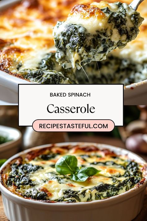 This Baked Spinach Casserole is a delicious and nutritious dish packed with flavor. Featuring creamy ricotta and mozzarella cheeses, fresh spinach, and a crunchy breadcrumb topping, it’s perfect as a side dish or a main course. Steamed Spinach, Breadcrumb Topping, Baked Spinach, Spinach Casserole, Keto Sides, Spinach Ricotta, Cheesy Casserole, Bread Of Life, Fresh Spinach