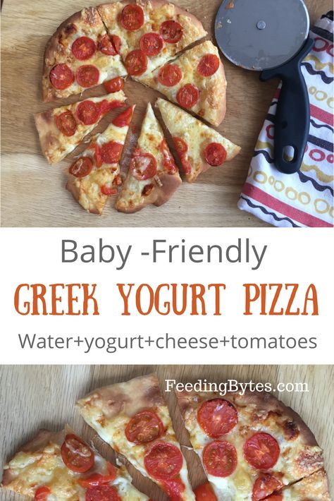 Greek Yogurt Pizza - baby friendly recipe Greek Yogurt Pizza, Yogurt Pizza, Baby Pizza, Weaning Foods, Cheap Clean Eating, Monthly Baby Pictures, Baby Led Weaning Recipes, Weaning Recipes, Baby Finger Foods