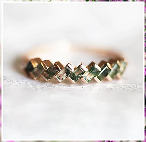 Wedding Bands - Psst: Whatever you are looking for, buy it from here IMMEDIATELY!! Slytherin Jewelry, Green Wedding Band, Agate Wedding Ring, Alternative Wedding Bands, Agate Wedding, The Bling Ring, Moss Agate Ring, Alternative Engagement Rings, Original Jewelry