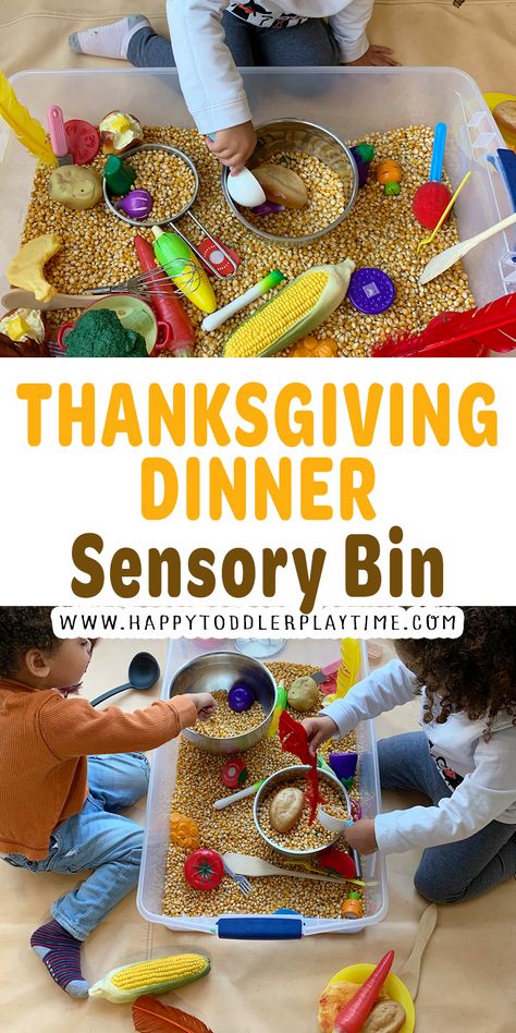 Thanksgiving Sensory Bin, Thanksgiving Sensory, Thanksgiving Lesson Plans, Thanksgiving Dinner Ideas, Thanksgiving Activities Preschool, Toddler Sensory Bins, Thanksgiving Toddler, Thanksgiving Lessons, Thanksgiving Crafts Preschool