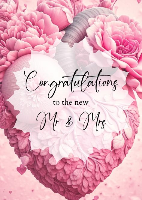 Congratulate the newly wedded couple on their new adventure with this Pink Blooming Heart Card Newly Wedded Couple, Wedding Card Congratulations, Blooming Heart, Wedding Congratulations Card, Heart Card, New Adventure, Heart Cards, Printable Wedding, Congratulations Card