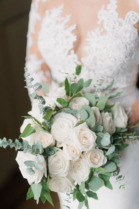 Gold White And Green Wedding, Floral For Wedding, Eucalyptus Wedding Bouquet, White And Green Wedding, Oheka Castle, Green Themed Wedding, Wedding Bouquets Bride, Green Wedding Colors, Wedding Inside