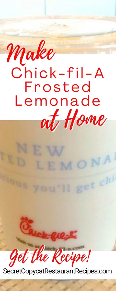 Chick-fil-A Frosted Lemonade Recipe - Chick-fil-A Recipes Frosted Lemonade Recipe, Chick Fil A Recipe, Magic Bullet Recipes, Frosty Recipe, Frosted Lemonade, Happy Hour Drinks, Lemonade Drinks, Frozen Lemonade, Smoothie Drink Recipes