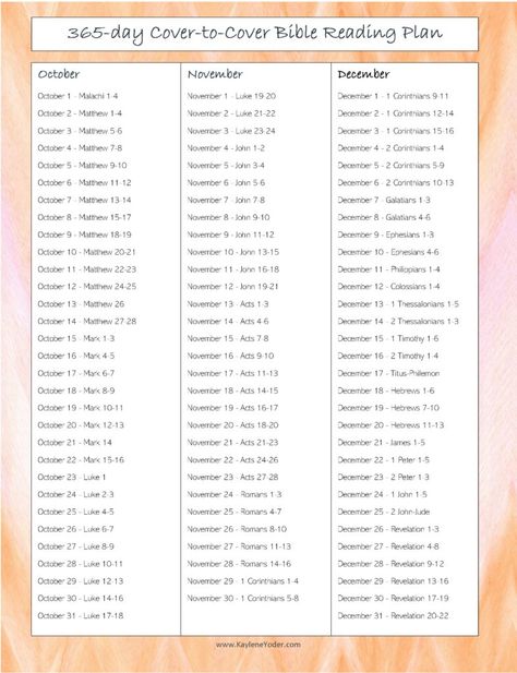 365-day Cover-to-Cover Bible Reading Plan - Kaylene Yoder 1 Year Bible Reading Plan 2024, 1 Year Bible Reading Plan, Bible Advice, One Year Bible Reading Plan, Bible Tracker, Praise Break, Chronological Bible Reading Plan, Daily Bible Reading Plan, Chronological Bible