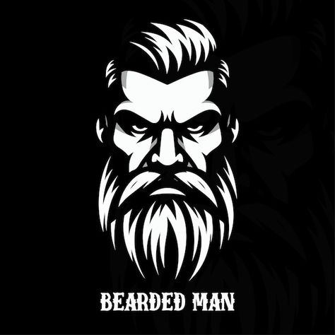 Bearded man | Premium Vector #Freepik #vector #man #beard #bearded #manly Beard Logo Design, Beard Illustration, Beard Logo, Beard Designs, Beard Art, Skull Sketch, Knight Logo, Man Beard, Disney Drawings Sketches