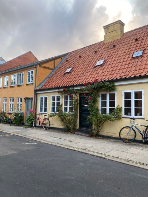 Village, Scandinavia, flowers, bikes, Scandinavian summer Old Scandinavian House, Scandinavian Village, Danish House, Scandinavian Summer, Cottage Exterior, Scandinavian Home, Stables, Old Houses, Small House