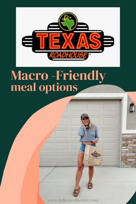 I am working hard on taking the guesswork out of it for you to eat out and stay on track! I’ve picked my top macro-friendly options for large chain restaurants. I do this for a reason – I was sick of scrolling through the nutrition list for hours while getting lost in millions of rows in their spreadsheets and thought about how discouraging it would be if I didn’t share some of my macro-friendly recommendations with you! #macrofriendly #macrocounting #texasroadhouse #fastfood #healthyeating Macro Friendly Texas Roadhouse, Macro Friendly Restaurant Meals, House Ranch Dressing, Julie Ledbetter, Macro Eating, Macros Diet Recipes, Chain Restaurants, Fit Foods, Macros Diet