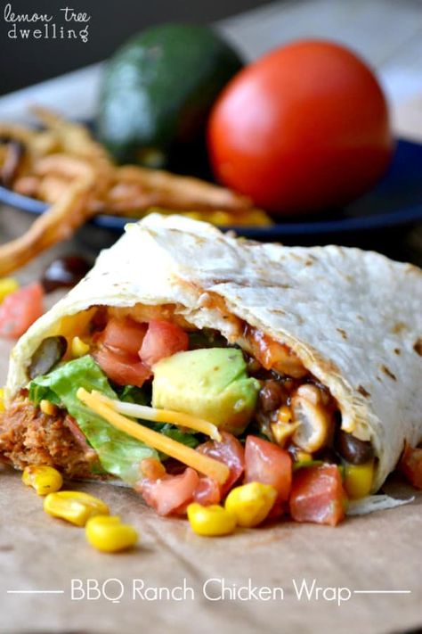 BBQ Ranch Chicken Wrap - a la The Cheesecake Factory! Lemon Tree Dwelling, Shredded Bbq Chicken, Homemade Ham, Chicken Ranch, Chicken Wrap, Bbq Sauce Homemade, Healthy Meals To Cook, Ranch Chicken, Cheesecake Factory