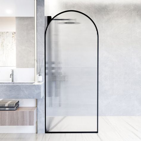 VIGO Arden 34" W x 78" H Single Framed Fixed Glass Panel | Wayfair Framed Shower Screen, Glass Shower Screen, Framed Shower Door, Frameless Sliding Shower Doors, Amazing Showers, Bathtub Doors, Fluted Glass, Frameless Shower Doors, Shower Base