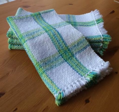 Weaving Towels Free Pattern, Woven Dish Towel Patterns, Handwoven Dish Towels Patterns, Weaving Kitchen Towels, Woven Tea Towels, Sugar And Cream Yarn, Cricket Loom, Rigid Heddle Weaving Projects, Rigid Heddle Weaving Patterns