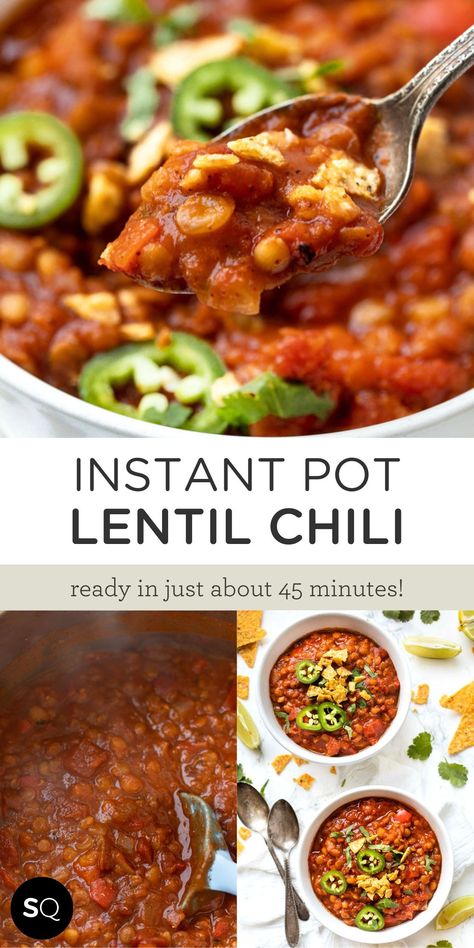 Lentil Chili Recipe, Recipe Instant Pot, Green Lentil, Lentil Chili, Soup Easy, Simply Quinoa, Chili Seasoning, Paleo Lunch, Healthy Fall