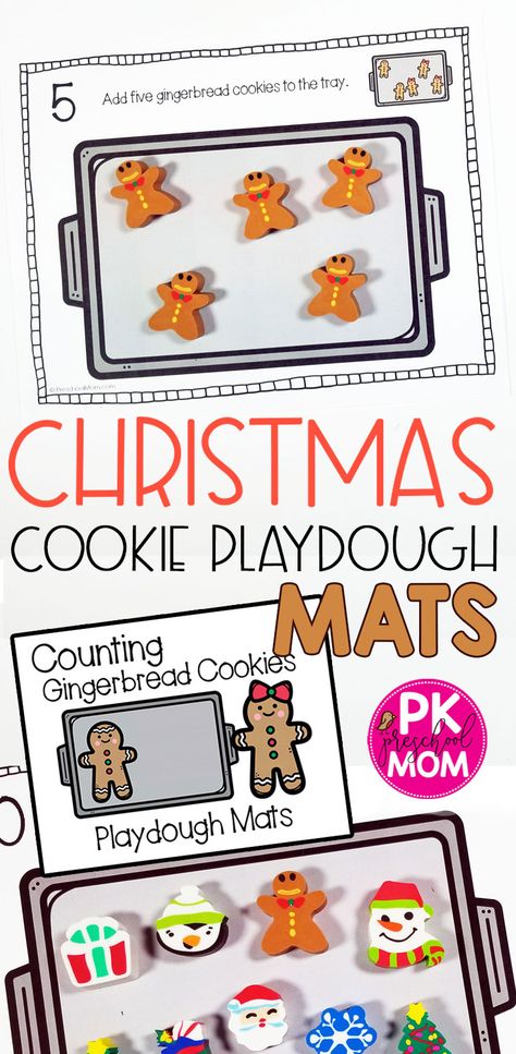 Cookie Playdough, Christmas Preschool Printables, Gingerbread Play Dough, Scented Playdough, Play Dough Mats, Dough Mats, Cookie Craft, Cookies Theme, Fun Christmas Activities