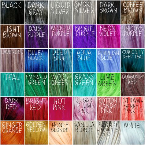 This Color chart has helped me a lot about choosing which color to go. Couples Matching Hair Dye, Rarest Hair Color, Hair Color Names, Exotic Hair Color, Hair Color Swatches, Hair Dye Shades, Pale Skin Hair Color, Unnatural Hair Color, Yellow Blonde