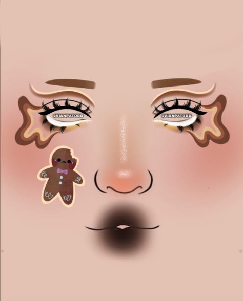 Ginger Bread Make Up, Ginger Bread Man Makeup, Gingerbread Man Makeup Look, Gingerbread Man Funny, Gingerbread Makeup Ideas, Ginger Bread Makeup, Gingerbread Makeup Look, Gingerbread Man Makeup, Cookie Makeup