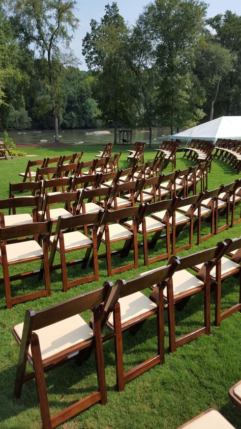 Wooden Chair Wedding Decor, Wedding Guest Chairs, Fruitwood Folding Chairs Wedding, Brown Chairs Wedding, Wood Chairs Wedding, Wood Chair Wedding, Wooden Chair Wedding, Wooden Wedding Chairs, Dark Wood Wedding