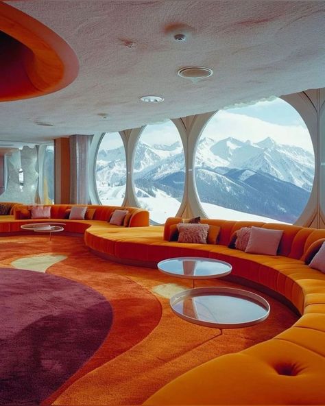 Space Age Interior, Round Windows, 60s Interior, Googie Architecture, 70s Interior, Retro Interior Design, Retro Interior, X Factor, Retro Futurism