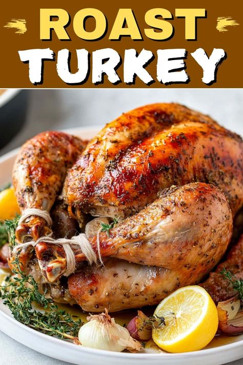 This classic roast turkey recipe is perfect for holidays, dinner parties, or any gathering! Seasoned with garlic and fresh herbs, you can't go wrong with this timeless recipe. Brined Turkey Breast, Dry Brine Turkey, Dry Brine, Moist Turkey, Turkey Brine Recipes, Roast Turkey Recipes, Turkey Brine, Brine Recipe, Oven Roasted Turkey