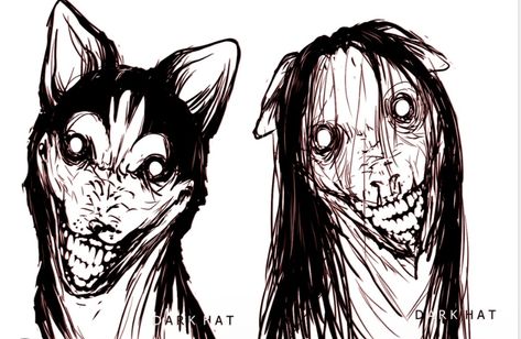 Dog Monster Art, Creepy Pasta Drawings, Gore Reference Drawing, Scary Dog Drawing, Horror Sketches Creepy, Scary Monster Drawing, Horror Drawing, Analog Horror, Nightmares Art